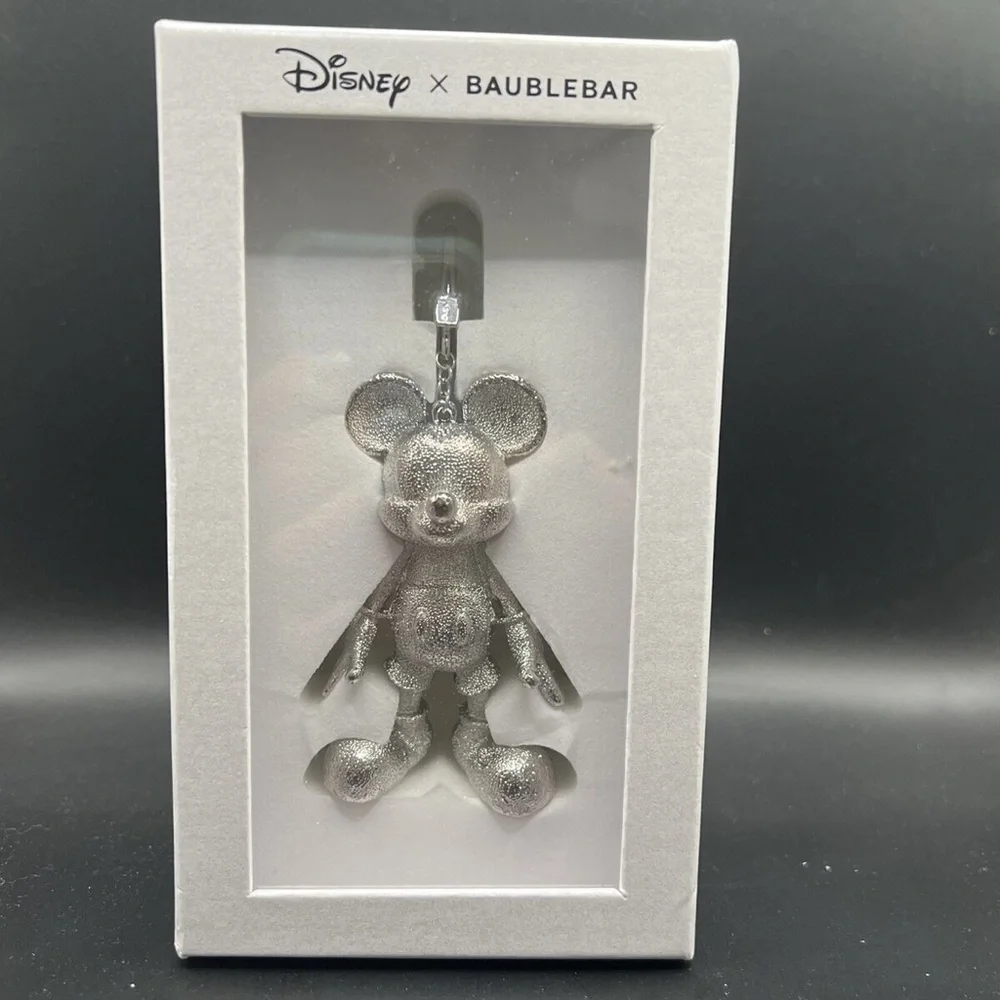 Disney X Baublebar 3D Mickey Mouse Metallic Silver Keychain Bag Charm